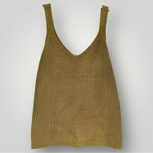 SHEIN Women's V Neck Tank Top Sweater Vest Causal Knitted Top Khaki Sz XL